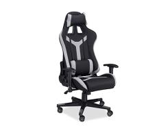 Relaxdays Chaise de gaming XR10 Fauteuil de gamer pour bureau ordinateur Fauteuil professionnel jusquà 120 kg Noir Gris, 126 x 68 x 58 cm