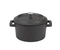 Pentole Agnelli COGHSRP10414M Fonte Slowcook Casserole Line, 14 cm, 0,8 l, Noir Mat