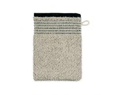 MÃVE Eden Gant de Toilette avec Passepoil 15 x 20 cm, FabriquÃ© en Allemagne, 80 % Coton / 20 % Lin, Nature / Black (Beige)