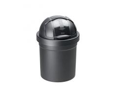 Rotho 1721208080 Poubelle Roll Bob 10l, Plastique, Noir, 45 x 35 x 25 cm