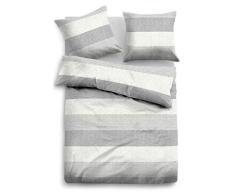 TOM TAILOR 0849790 Parure de lit en Flanelle mÃ©langÃ© avec taie doreiller (Coton 60 % recyclÃ©) et 1 Housse de Couette 155 x 220 cm + 1 taie doreiller 80 x 80 cm Gris