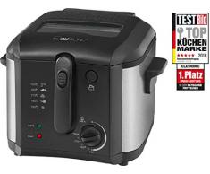 Clatronic FR 3649 Friteuse, 1600 W, 2,5 l dhuile/graisse capacité, thermostat réglable 130 C de 190 C, acier inoxydable, noir