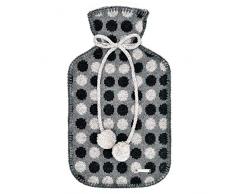 GIESSWEIN Bouillotte Huben Gris St - Bouillotte avec Couvercle, Housse Amovible en 100% Laine dagneau, Housse Douce et Chaude en Laine, Housse Lavable avec Coussin Chauffant, 2 litres