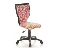hjh Office Kiddy Lux Siège de bureau pour enfant pivotant - Tissu 100% Coton - Rose/Jaune Motif Smiley
