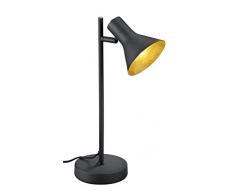 Reality, Lampe de table, Nina 1xE14, max.28,0 W metal, or, Corps: metal, Noir L:13,0cm, H:39,0cm, P:22,0cm IP20,Interrupteur de cordon