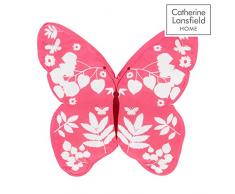 Catherine Lansfield Rideaux avec Motif Papillons Rose, Polyester, Rose, 38 x 9 x 38 cm