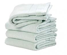 iDesign ensemble serviettes de bain (lot de 4), petites serviettes en coton au design tissÃ©, serviettes douces et absorbantes avec accroches pour Ã©vier ou WC invitÃ©s, bleu clair