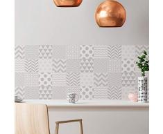 Stickers adhésifs carrelages Scandinaves | Sticker Autocollant Carreaux de Ciment - Mosaïque carrelage mural salle de Bain et Cuisine | Carreaux de Ciment Adhésif Mural - Azulejos 20x20cm - 9 Pièces