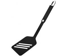 FACKELMANN 24037 Spatule à fente avec poignée pratique et plateau en plastique pour casseroles et poêles Noir/blanc 30 cm