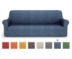 PETTI Artigiani Italiani - Housse Canapé, Housse de Canapé, Housse de Clic Clac, Housse de Canapé 3 Places, Bleu, Tissu Jacquard, 100% Made in Italy