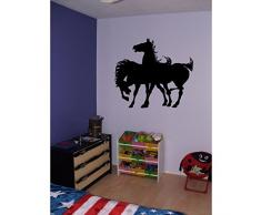 TATOUTEX Stickers Silhouette de Chevaux - Rose, L 112cm x H 100cm