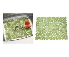 InterDesign Blumz tapis Ã©vier - grand fond Ã©vier en plastique PVC - protection Ã©vier pour lavabo - vert