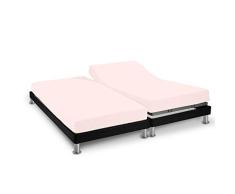 Soleil dOcre 617827 Drap Housse Double pour Sommier ArticulÃ© Coton 57 Fils Uni, Rose, 2x80x200