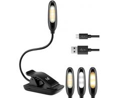 Lampe Ã pince LE, 3 tempÃ©ratures de couleur Ã intensitÃ© variable, lampe de lecture, lampe de bureau rechargeable, lampe de lecture Ã intensitÃ© variable, 5 LED, cÃ¢ble USB inclus