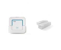 irobot Braava jet 240 robot Laveur de sols avec jet deau pulvérisateur, balaye et lave les sols de la cuisine et la salle de bain + Accessoire - Pack de 10 Lingettes Mode Nettoyage Sec (Blanc)