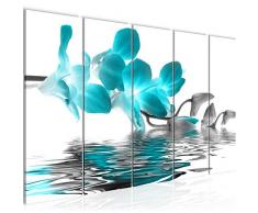 Tableau decoration murale Fleurs dorchidÃ©e 150 x 60 cm - XXL Impression sur Toile Salon Appartment 5 Parties - prÃªt Ã accrocher - 200056b