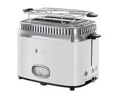 Russell Hobbs 21683-56 Toaster Grille-Pain Retro, 3 Fonctions, Température Ajustable, Réchauffe Viennoiserie, Design Vintage - Blanc
