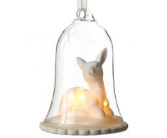 WeRChristmas Lanterne de Renne DÃ©coration de NoÃ«l, Verre, 10Â cmÂ âÂ Blanc