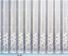 Rideau Jacquard Store avec Bande en Plomb pour Un Beau Cas Blanc avec Motif Floral en Alliage et Ruban fronceur Universel HxB 145 x 600 cm pour fenÃªtre Largeur 190-235 cm Type 43
