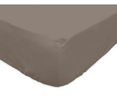 Soleil dOcre Drap Housse Jersey en Coton 90x190 cm Taupe, Ecru, 90 x 190 cm