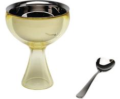 Alessi Ammi01s Yb Big Love Set Composé de Une Coupe à Glace en Acier Inoxydable 18/10 et Résine Thermoplastique, Yellow Bud et Une Cuiller à Glace en Acier Inoxydable 18/10 Brillant