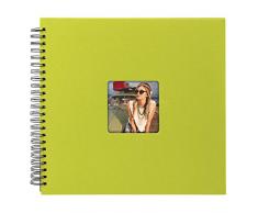 Goldbuch Album Photo Ã Spirales avec dÃ©coupes pour Photos, Pages Noires, Couverture de qualitÃ© en Papier structurÃ© Aspect Lin, Papier, Vert, 32x36 cm