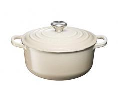Le Creuset, Cocotte Signature en Fonte Ãmaillée avec Couvercle, à 20 cm, Ronde, Compatible avec Toutes Sources de Chaleur (Induction Incluse), Capacité : 2.4 L, 3.092 kg, Crème