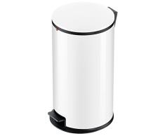 Hailo 0530-030 Poubelle de Salle de Bain Ã PÃ©dale, Acier Inoxydable, Blanc, 64 x 37 x 37 cm