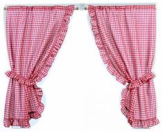 Linder 0163/6/501 Paire de Bonne Femme Carreaux Torchon Rouge Passe Tringle 75 x 160 cm