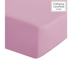 Catherine Lansfield - Drap Housse Percale pour lit Simple, en Polycoton, Infroissable, Rose Bonbon, Double