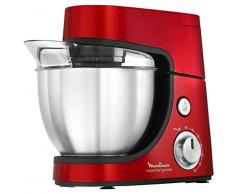 Moulinex QA502GB1 Robot Pâtissier Masterchef Gourmet Kit Pâtisserie Pétrin Malaxeur Fouet Bol Blender Râper Ãmincer 900W Cuisine Rouge