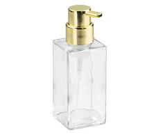 iDesign 70568EU Distributeur de Savon en Mousse à Pompe en Verre, Casilla, pour Meuble de Cuisine ou Salle de Bains-Transparent/Laiton, Plastique, 7,62 x 6,99 x 19,05 cm