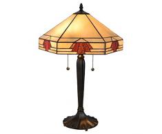 Lumilamp 5LL-5201 Art DÃ©co Tiffany Lampe de Table 40 x 35 x 59 cm E27 Max. Parapluie en Verre colorÃ© dÃ©coratif 2 x 60 W