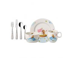Villeroy & Boch Happy as a Bear Service de table pour enfants, 7 unités, Porcelaine Premium/Acier inoxydable, Blanc/Multicolore