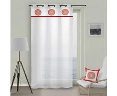 Soleil docre Mandala Voilage, Coton, Orange, 140 x 250 cm