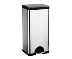 Premier Housewares Poubelle à Pédale de 30 ltr, Bacs à Ordures en Acier Inoxydable Brossé, Seau Intérieur en Plastique