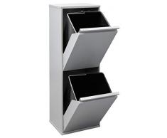 ARREGUI Basic Poubelle de Recyclage en Acier avec 2 Compartiments et 2 bacs Argenté