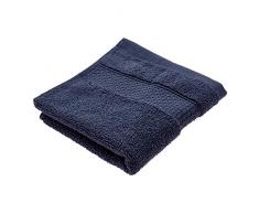 iDesign petite serviette de bain, serviette en coton avec joli dÃ©tail tissÃ©, serviette de toilette douce idÃ©ale comme essuie-mains, pour le visage ou pour les invitÃ©s, bleu foncÃ©