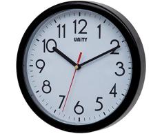 Unity Hastings 22Â cm 21,8Â cm Horloge Murale Moderne silencieuse, Plastique, Noir, 22 x 22 x 5 cm