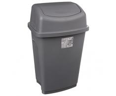 JJA 104403 Poubelle 25L Grise, Plastique, Gris, 31,5 x 26 x 26 cm