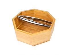 Grunwerg 2NCS/BB Lot de 2 Casse-Noix et Un Bol en Bambou, Silver