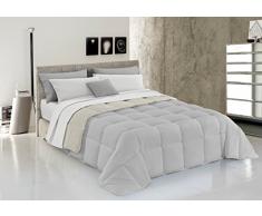 ELEGANT T- El-Panna/Grigio Chiaro-1Pm Couette dhiver, Microfibre, Crème/Gris Clair, 1 Place ET DEMIE