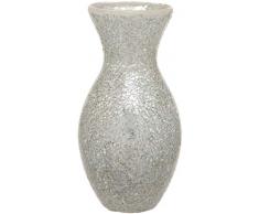 Maturi Vase en mosaïque en Verre craquelé Motif Floral, Argenté, 28x11cm