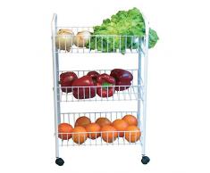 MSV Desserte de Cuisine avec 3 Niveaux 63x40x25,5cm de métal en Blanc, 5 cm