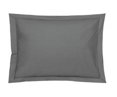 Blanc des Vosges Uni Satin Taie Coton Ardoise 50 x 75 cm