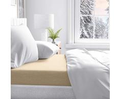 PETTI Artigiani Italiani - Drap-Housse avec Coins, Drap-Housse Percale, Lit 160x200 (160x190/200 + 25 cm), Beige, 100% Made in Italy