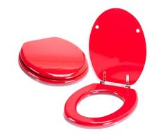 MSV 140341 Abattant WC MDF Rouge, INOX, 38 x 7 x 48 cm