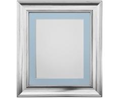 FRAMES BY POST Scandi Cadre Photo Vintage, Silver with Blue Mount, 60 x 80 Image Size 50 x 70 cm