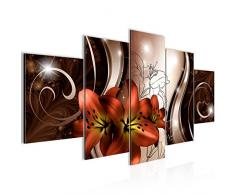 Tableau decoration murale Lys de Fleurs 200 x 100 cm - XXL Impression sur Toile Salon Appartment 5 Parties - prêt à accrocher - 208451a