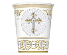 Croix rayonnante dorée et Argent Religieuse Gobelets de fête 9 oz doré/argenté